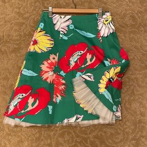 Blanco Vintage Cotton Flower Skirt with Tulle Petticoat Size 36 (Spain)